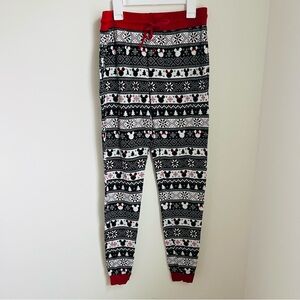 Disney Little Sleepies Mickey Fair Isle Womens Pajama Pants Size XS Black Red